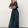 BB Custom Victoria Off Shoulder Maxi Dress | Navy Dresses