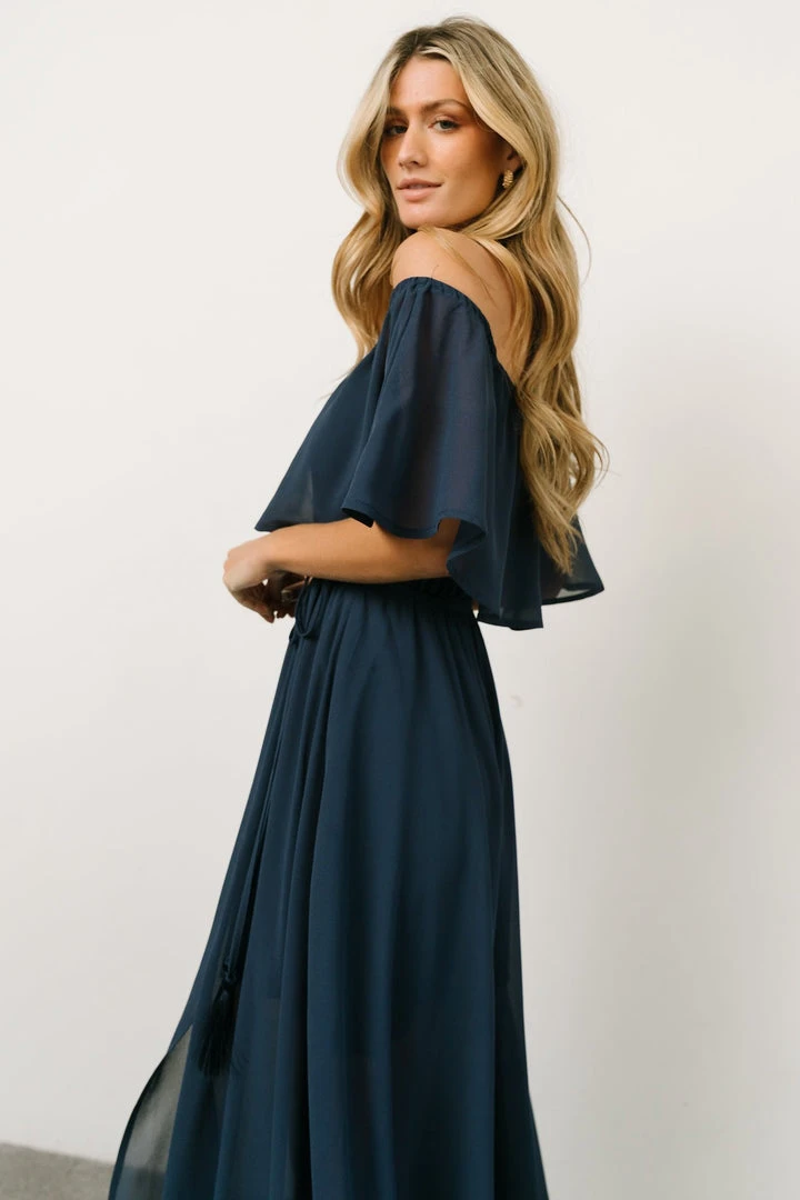 BB Custom Victoria Off Shoulder Maxi Dress | Navy Dresses 7 BB Custom Victoria Off Shoulder Maxi Dress | Navy Dresses