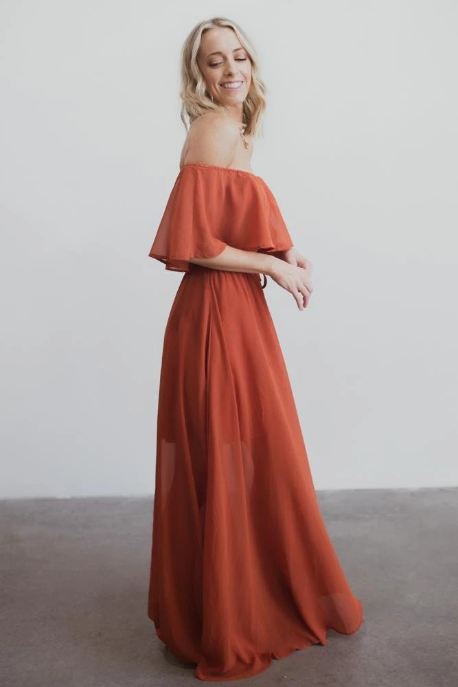 BB Custom Maxi Dresses Victoria Off Shoulder Maxi Dress | Rust 11 BB Custom Maxi Dresses Victoria Off Shoulder Maxi Dress | Rust