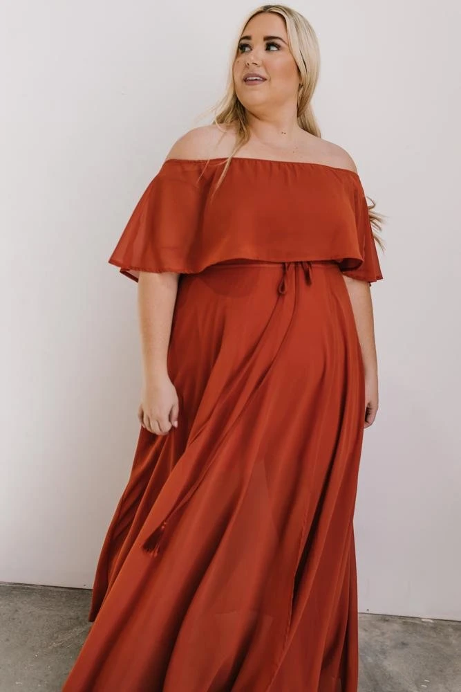 BB Custom Maxi Dresses Victoria Off Shoulder Maxi Dress | Rust 5 BB Custom Maxi Dresses Victoria Off Shoulder Maxi Dress | Rust