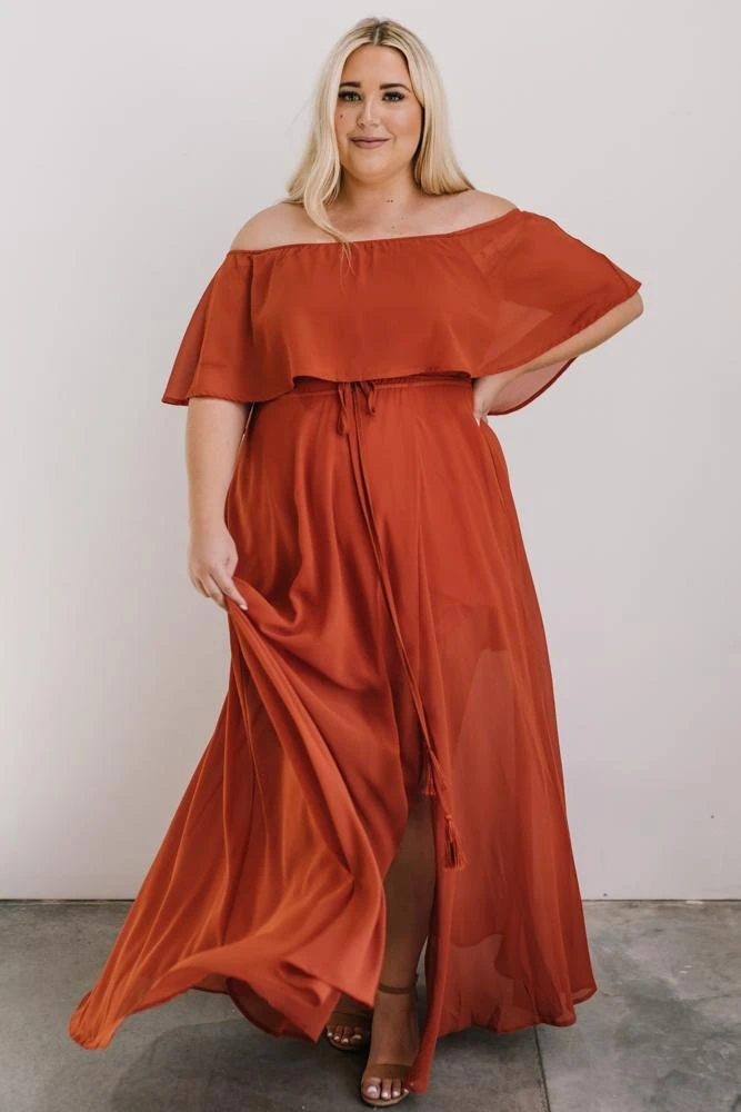 BB Custom Maxi Dresses Victoria Off Shoulder Maxi Dress | Rust 10 BB Custom Maxi Dresses Victoria Off Shoulder Maxi Dress | Rust