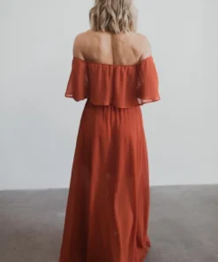 BB Custom Maxi Dresses Victoria Off Shoulder Maxi Dress | Rust 19 BB Custom Maxi Dresses Victoria Off Shoulder Maxi Dress | Rust