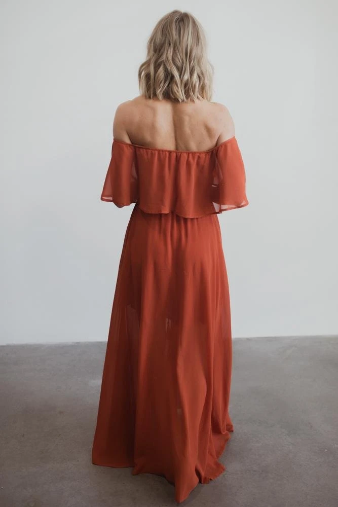 BB Custom Maxi Dresses Victoria Off Shoulder Maxi Dress | Rust 9 BB Custom Maxi Dresses Victoria Off Shoulder Maxi Dress | Rust