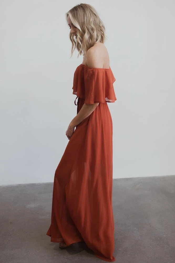 BB Custom Maxi Dresses Victoria Off Shoulder Maxi Dress | Rust 7 BB Custom Maxi Dresses Victoria Off Shoulder Maxi Dress | Rust
