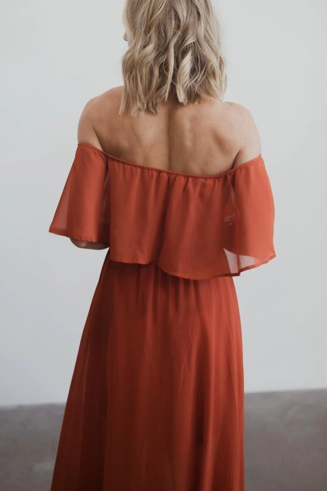 BB Custom Maxi Dresses Victoria Off Shoulder Maxi Dress | Rust 8 BB Custom Maxi Dresses Victoria Off Shoulder Maxi Dress | Rust