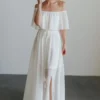 BB Custom Dresses Victoria Off Shoulder Maxi Dress | White