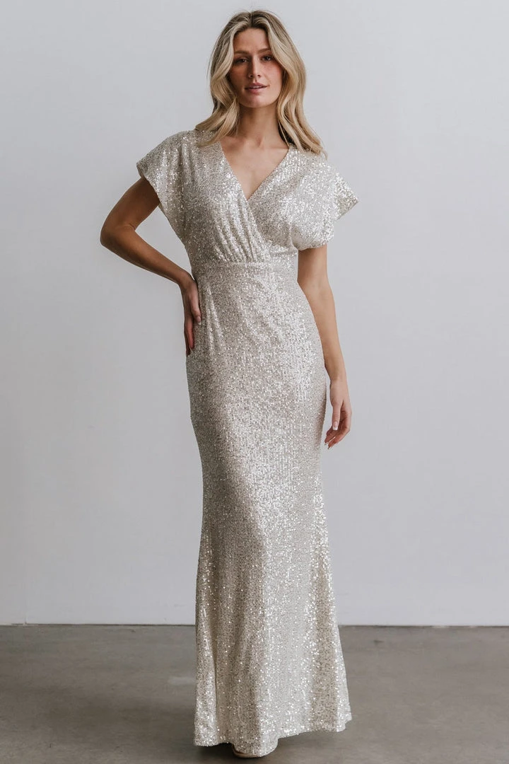 RR Vienna Sequin Maxi Dress | Cream Dresses 14 RR Vienna Sequin Maxi Dress | Cream Dresses