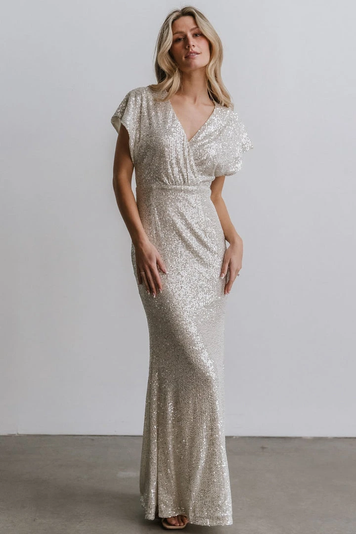 RR Vienna Sequin Maxi Dress | Cream Dresses 1 RR Vienna Sequin Maxi Dress | Cream Dresses