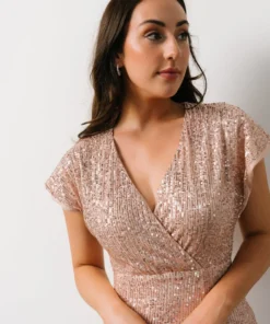 RR Vienna Sequin Maxi Dress | Rose Gold
