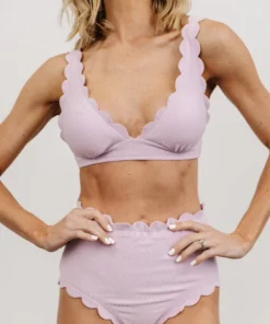 BJB Virginia Scalloped High Waist Bikini Bottom | Lilac 12 BJB Virginia Scalloped High Waist Bikini Bottom | Lilac