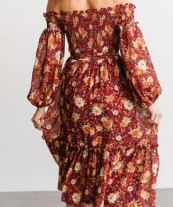 FT Dresses Yorkley Smocked Midi Dress | Burgundy Floral