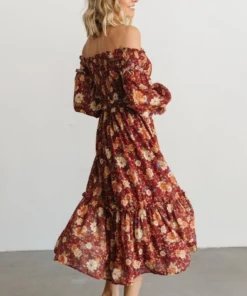 FT Dresses Yorkley Smocked Midi Dress | Burgundy Floral