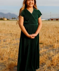 BB Custom Dresses Youth Athena Pleated Maxi Dress | Forest