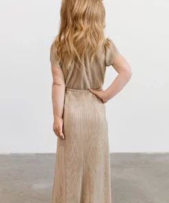 BB Custom Youth Athena Pleated Maxi Dress | Gold Dresses