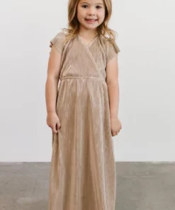 BB Custom Youth Athena Pleated Maxi Dress | Gold Dresses