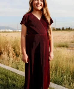 BB Custom Dresses Youth Athena Pleated Maxi Dress | Mulberry