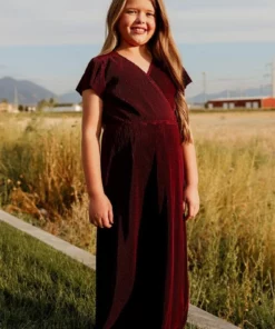 BB Custom Dresses Youth Athena Pleated Maxi Dress | Mulberry