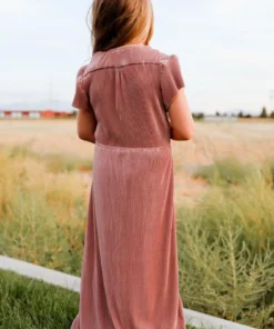 BB Custom Youth Athena Pleated Maxi Dress | Rose