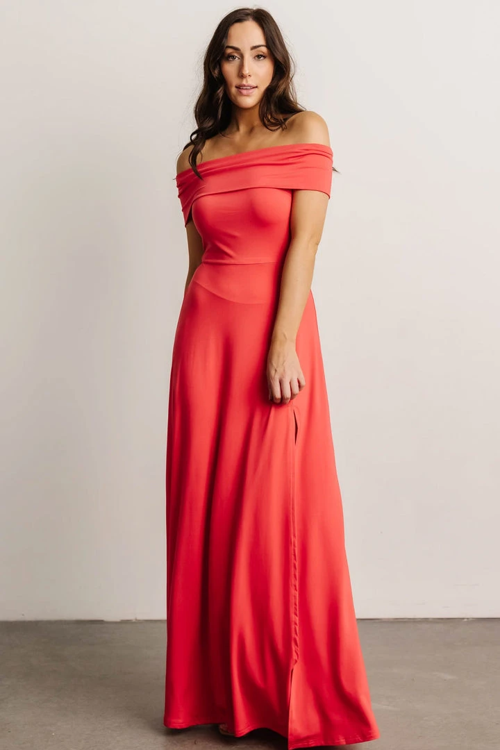 DD Dresses Zada Off Shoulder Maxi Dress | Pink Coral 2 DD Dresses Zada Off Shoulder Maxi Dress | Pink Coral