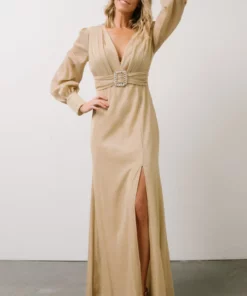 Soi Zae Shimmer Gown | Gold Dresses