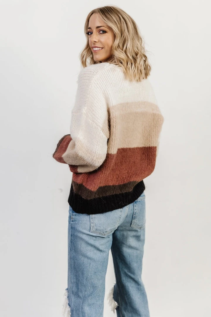 LUM Zaine Color Block Sweater | Natural + Clay Tops 4 LUM Zaine Color Block Sweater | Natural + Clay Tops