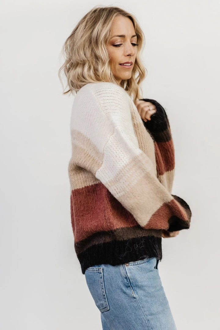 LUM Zaine Color Block Sweater | Natural + Clay Tops 3 LUM Zaine Color Block Sweater | Natural + Clay Tops