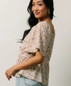 HAY Zale Peplum Top | Yellow + Lavender Tops 12 HAY Zale Peplum Top | Yellow + Lavender Tops