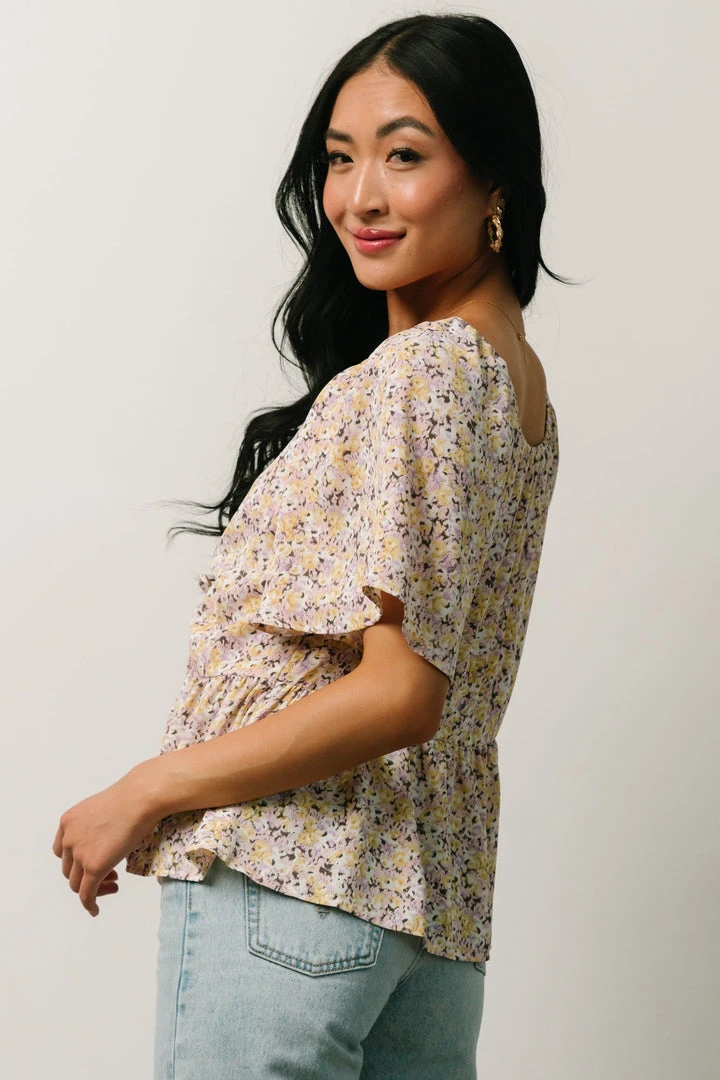 HAY Zale Peplum Top | Yellow + Lavender Tops 5 HAY Zale Peplum Top | Yellow + Lavender Tops