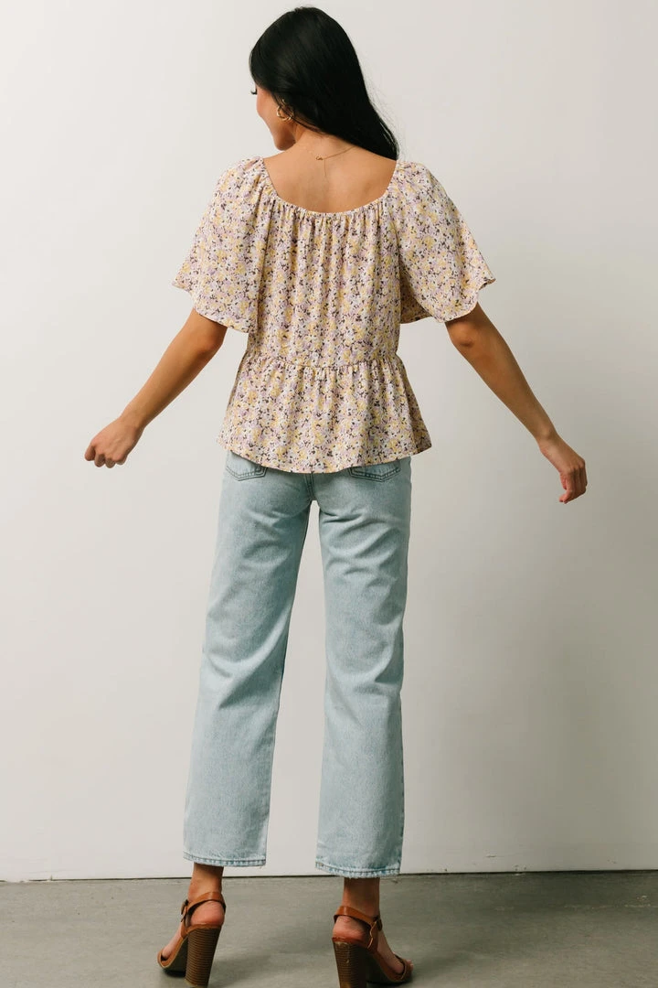 HAY Zale Peplum Top | Yellow + Lavender Tops 4 HAY Zale Peplum Top | Yellow + Lavender Tops