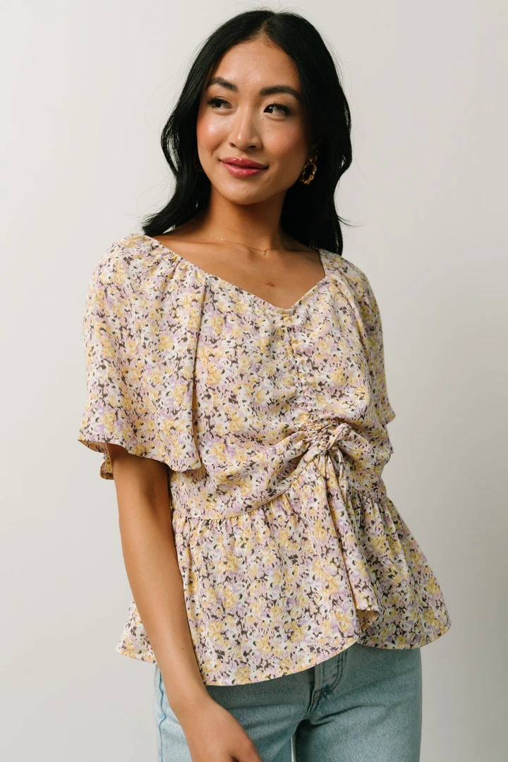 HAY Zale Peplum Top | Yellow + Lavender Tops 8 HAY Zale Peplum Top | Yellow + Lavender Tops