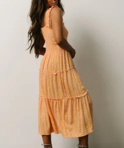 BS Zella Smocked Midi Dress | Orange + Pink Print 11 BS Zella Smocked Midi Dress | Orange + Pink Print