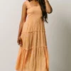 BS Zella Smocked Midi Dress | Orange + Pink Print