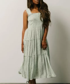BS Zella Smocked Midi Dress | Sage Print Dresses 12 BS Zella Smocked Midi Dress | Sage Print Dresses