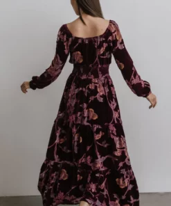 BB Custom Dresses Zeta Velvet Maxi Dress | Plum Floral 12 BB Custom Dresses Zeta Velvet Maxi Dress | Plum Floral