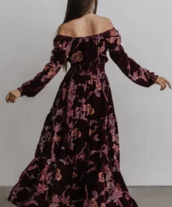 BB Custom Dresses Zeta Velvet Maxi Dress | Plum Floral 13 BB Custom Dresses Zeta Velvet Maxi Dress | Plum Floral