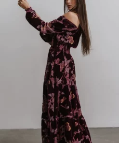 BB Custom Dresses Zeta Velvet Maxi Dress | Plum Floral 11 BB Custom Dresses Zeta Velvet Maxi Dress | Plum Floral