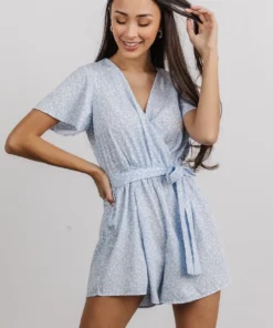 BS Zinnia Romper | Light Blue Floral