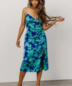 LUM Dresses Zo Lace Up Strap Dress | Navy Floral