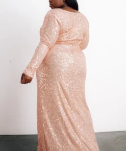 RR Dresses Zurich Long Sleeve Sequin Gown | Rose Gold